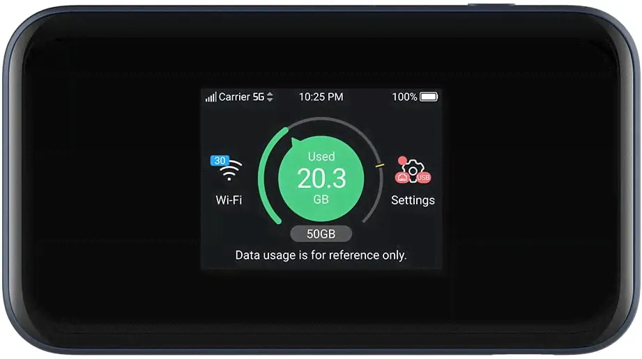 ZTE MU5001 Black Hotspot Pebble 5G 4G Category 22 WiFi 6 4500mAh Battery with Fast Charge